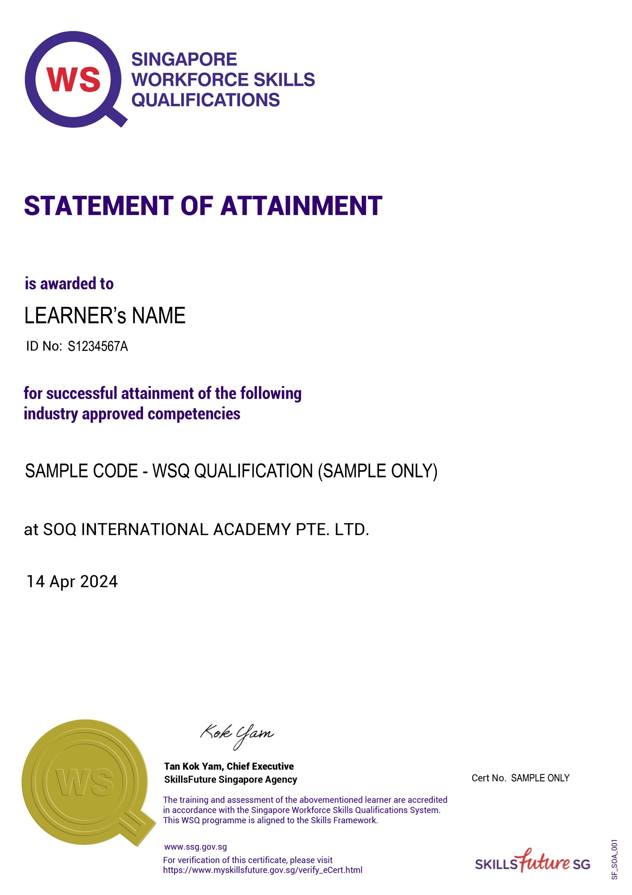 WSQ Certificate